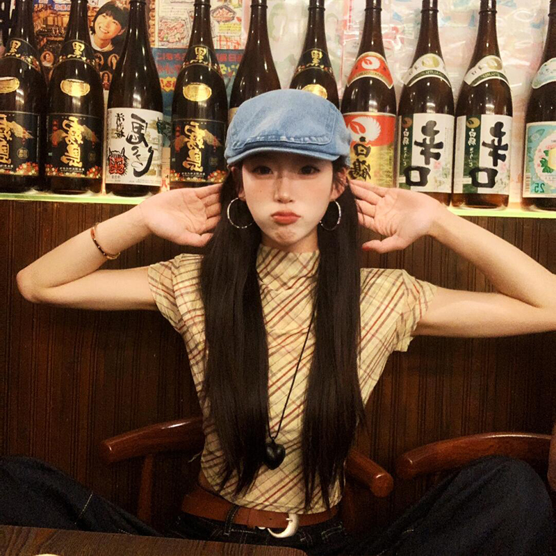 水洗复古前进帽子女韩版休闲辣妹鸭舌贝雷帽个性英伦风牛仔画家帽
