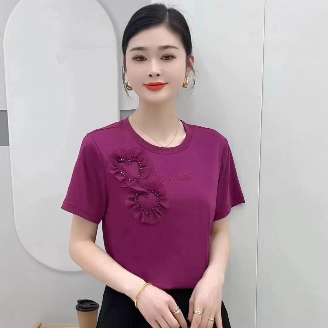 8230夏季洋气短袖T恤母亲节福利款设计感冰爽短袖