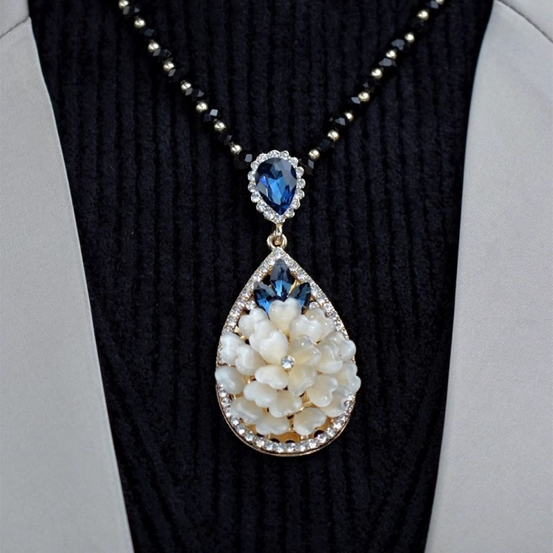 盛世花开长款秋冬毛衣链气质时尚百搭轻奢配饰女款毛衣项链挂件