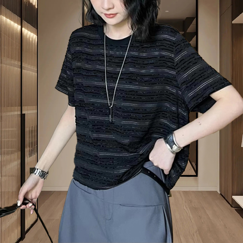 网红洋气炸街女装短袖t恤女2025新款爆款时尚潮牌胖mm大码女上衣