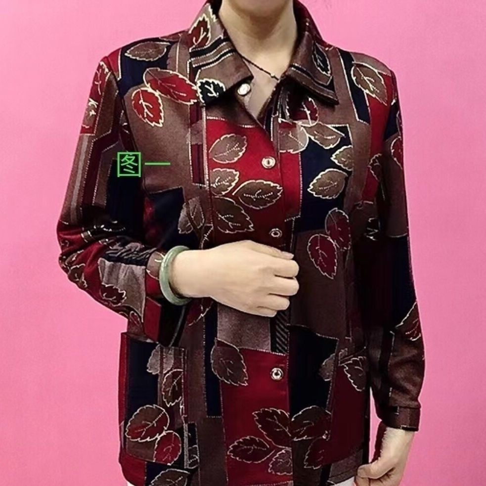 高品质春季新款中老年外套上衣短款方领宽松遮肉显瘦舒适时尚百搭