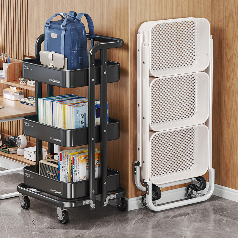 优勤书包置物架移动小推车带轮桌旁边放包神器书房落地书本收纳架