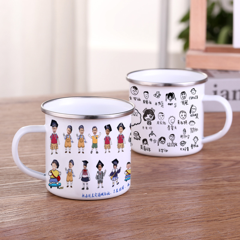 幼儿园毕业防摔杯子毕业照印制照片 搪瓷diy儿童杯 热转印搪瓷杯