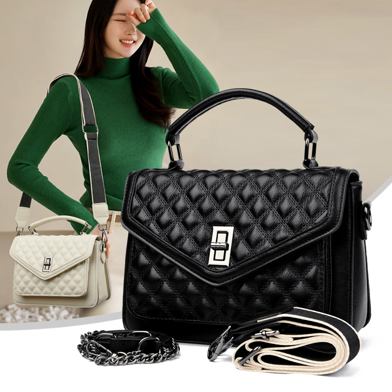 【香港正品】真皮女士小香风链条包时尚百搭单肩包斜跨包大气手提包