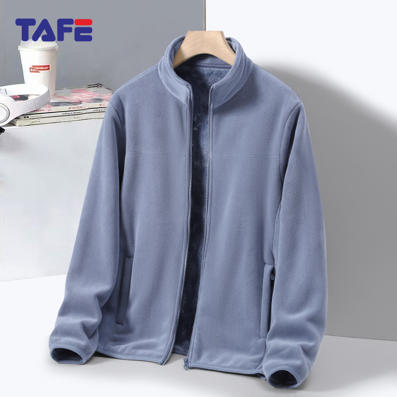 TAFE【男款】秋冬季奥利绒抓绒衣户外休闲运动加绒加厚夹克立领外套
