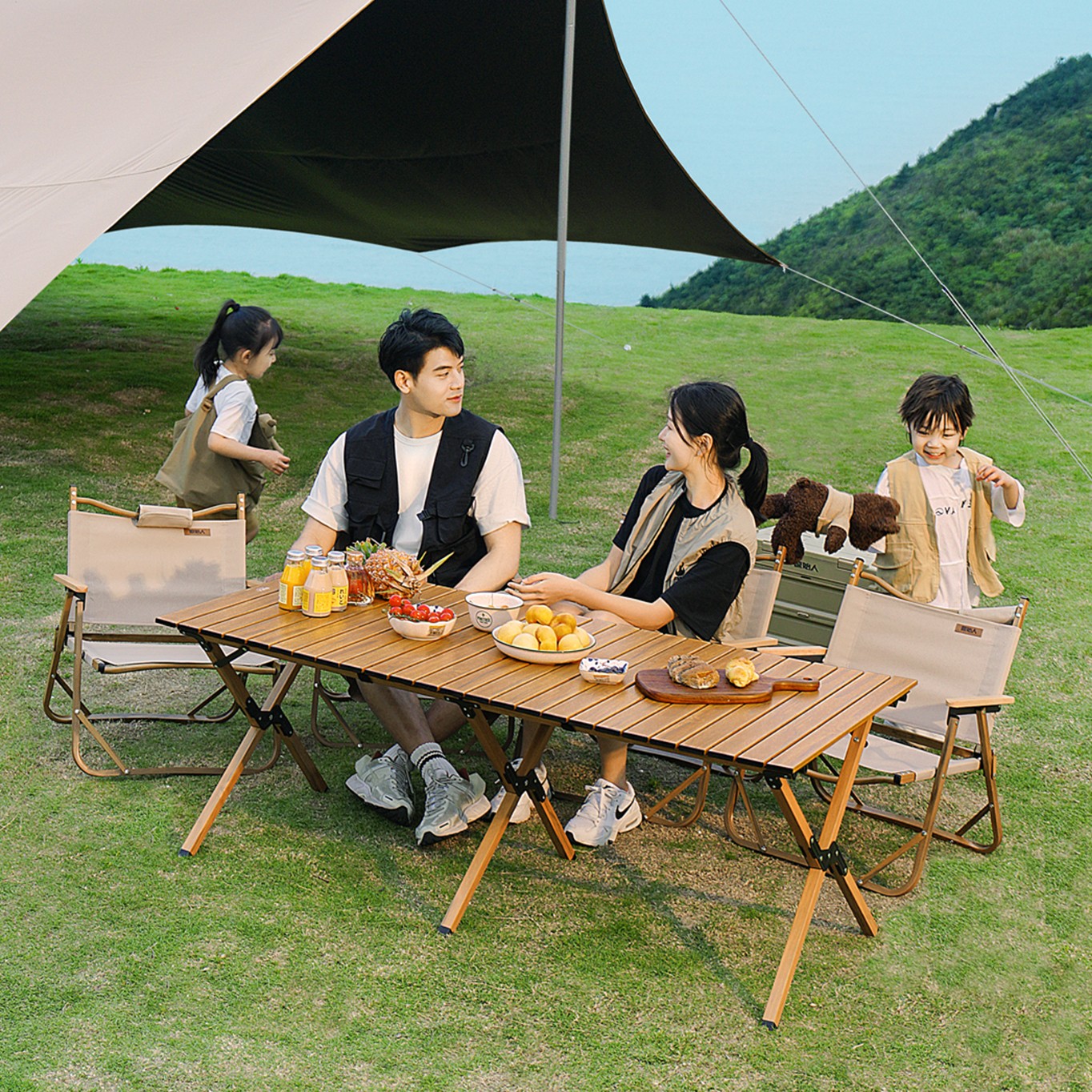 【原始人铝合金蛋卷桌椅套装】户外耐磨装备便携折叠桌轻便野餐野营