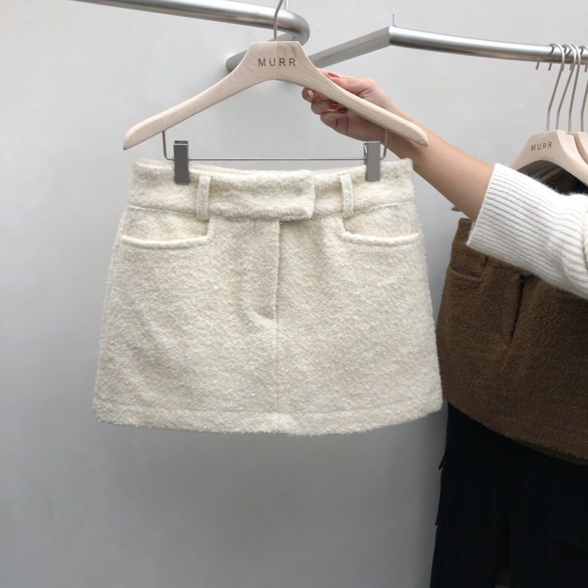 2025新款秋冬气质毛呢半身短裙女毛绒包臀裙女潮