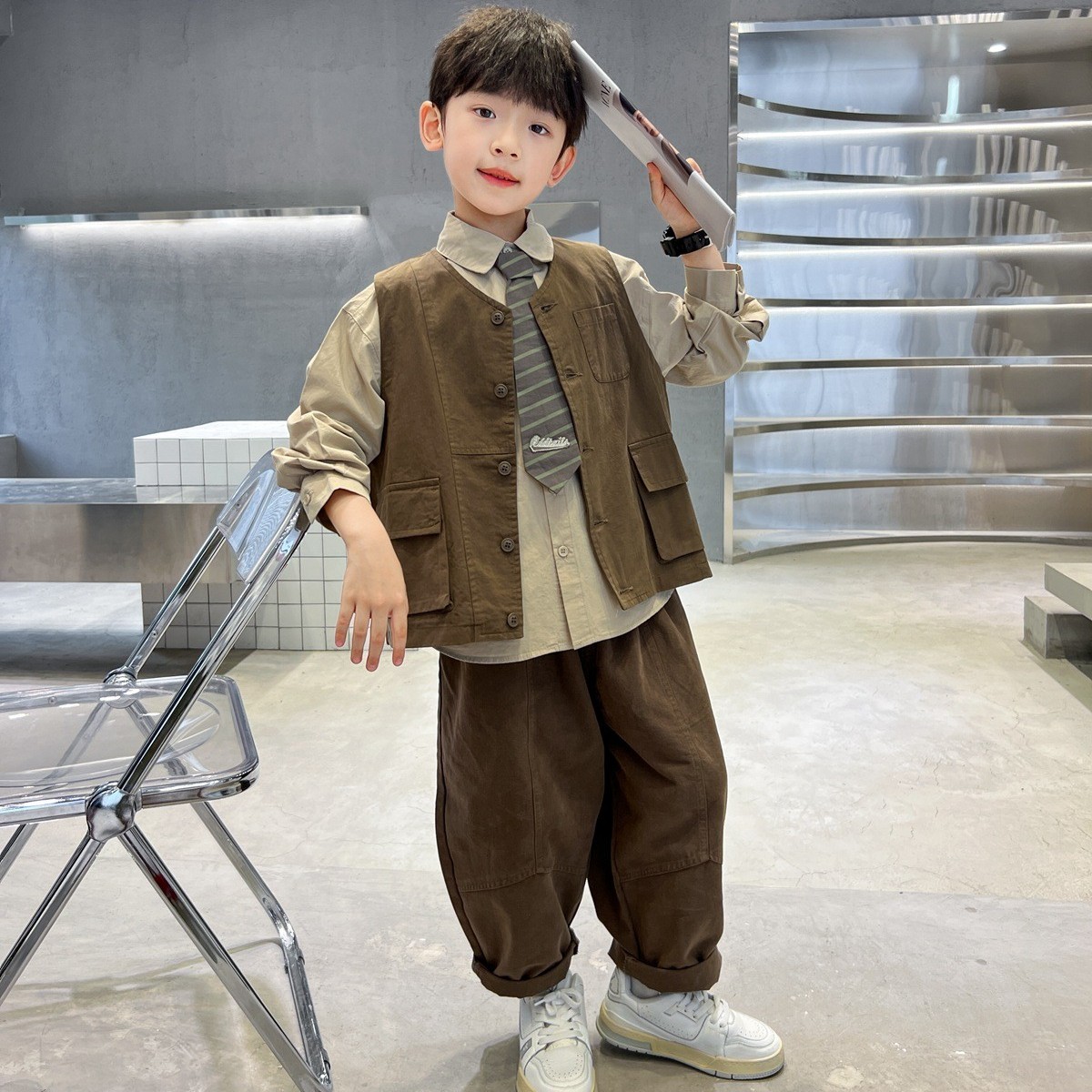 【中班仔品牌】男童秋装套装2025新款春秋季三件套中童装男童ZH1124