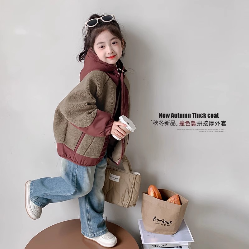 女童外套秋冬款2025新款洋气潮女孩冬装冬季羊羔绒毛毛衣加绒加厚