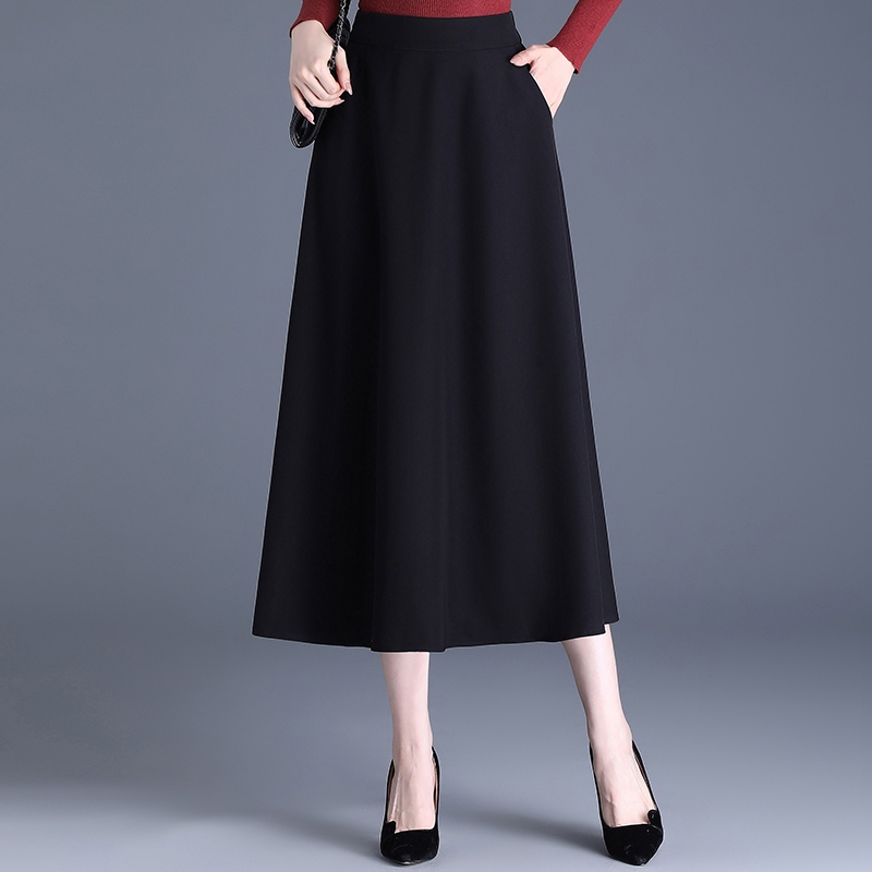 （早秋）三片式显瘦百搭半身裙西装料大摆高腰A字裙半裙子中长款