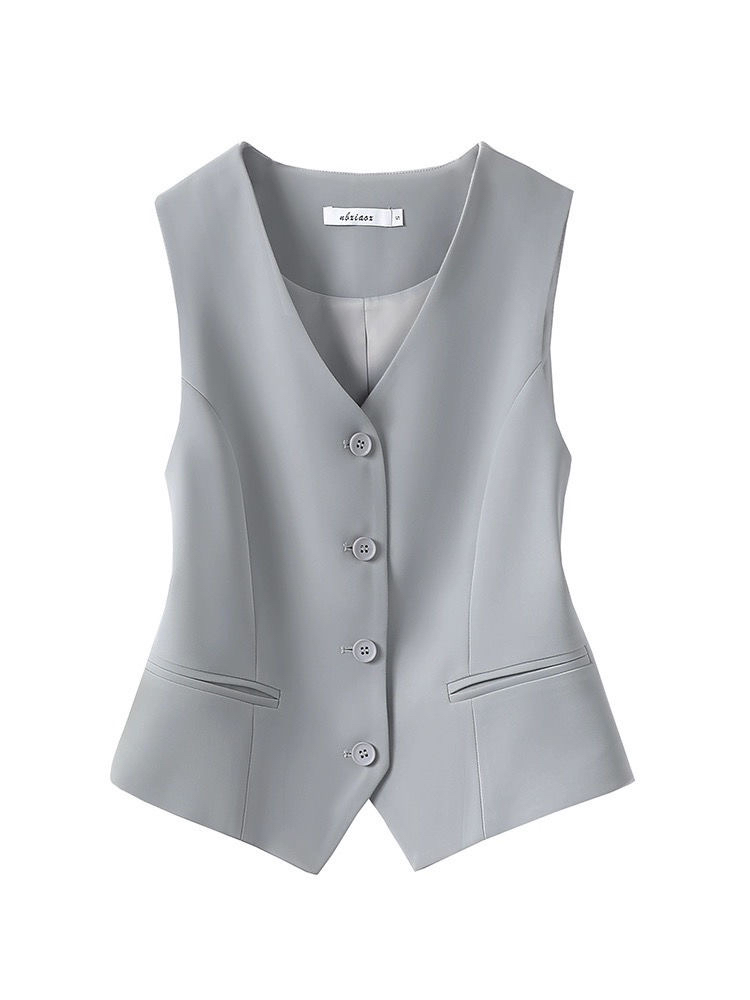 西装马甲女小背心2025春秋新款修身外搭叠穿女款坎肩黑色短款马夹