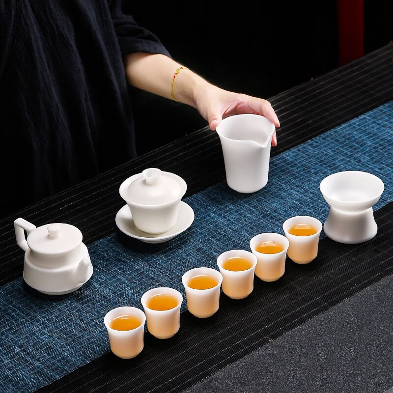 唐丰高端宋蕴工艺美术师张节成功夫茶具中国白羊脂玉瓷白瓷礼盒装