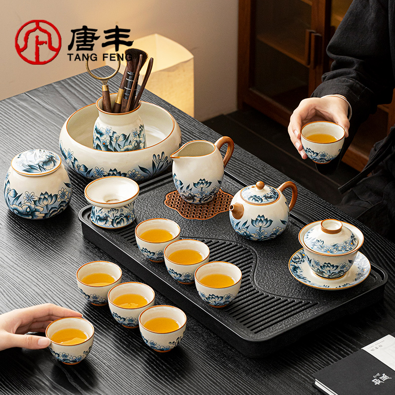 唐丰新款汝窑西施壶茶具套装家用全套中式茶壶茶具泡茶碗茶盘茶杯