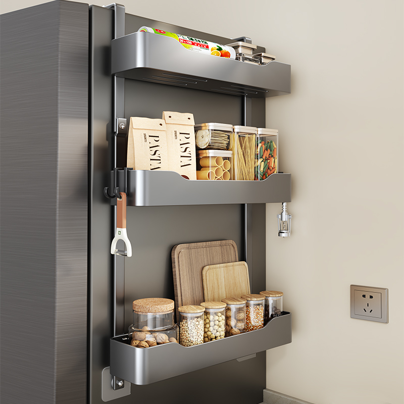 冰箱侧面置物架厨房壁挂式调料油盐酱醋卷纸多功能保鲜膜收纳架子