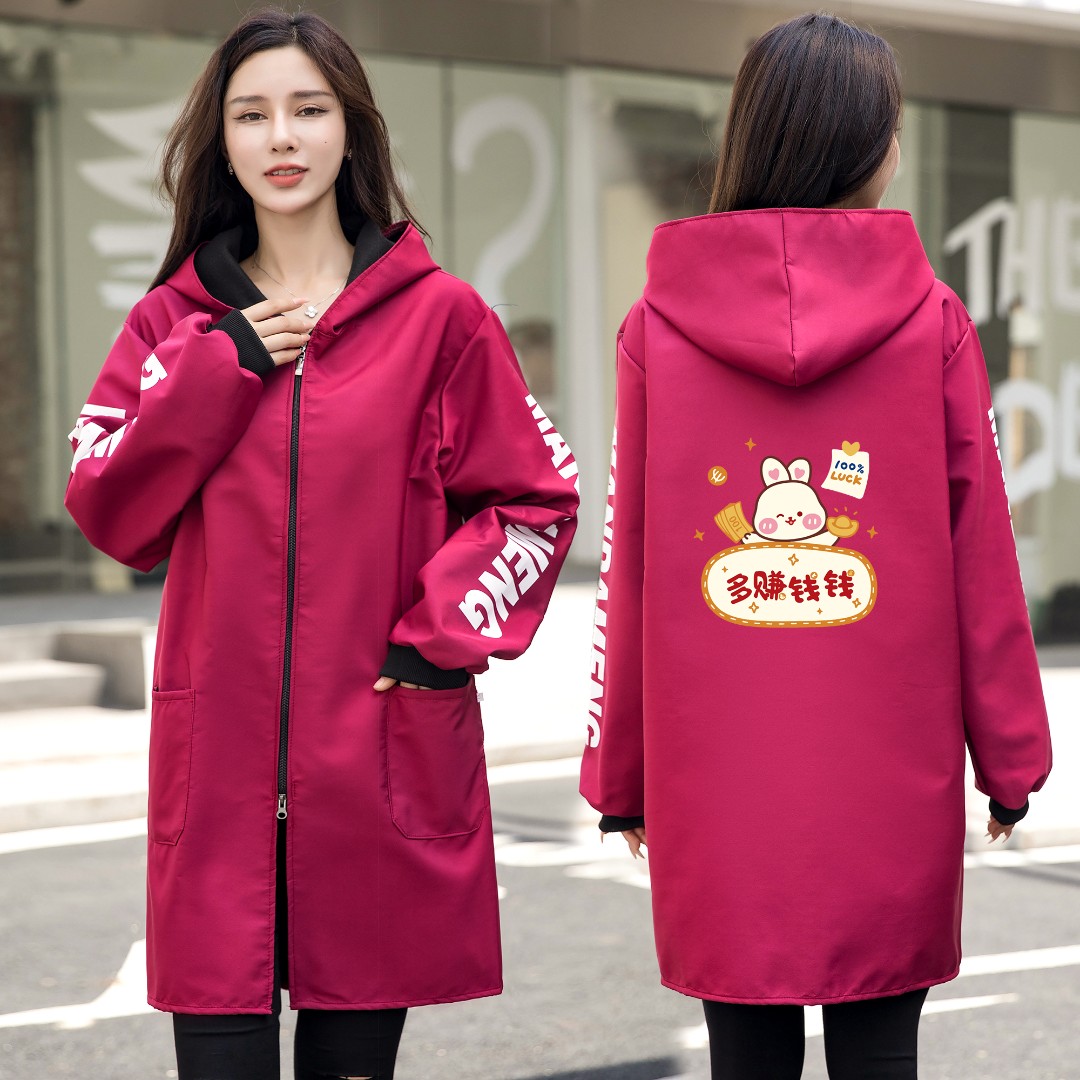 加绒加厚罩衣女防水长袖围裙2022新款兔年外穿工作服大人上班定制