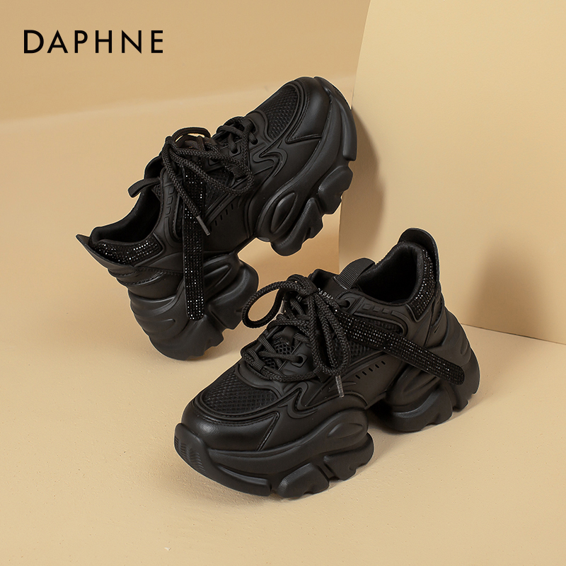 达芙妮黑武士老爹鞋女2025新款春秋显脚小女鞋休闲轻便百搭运动鞋