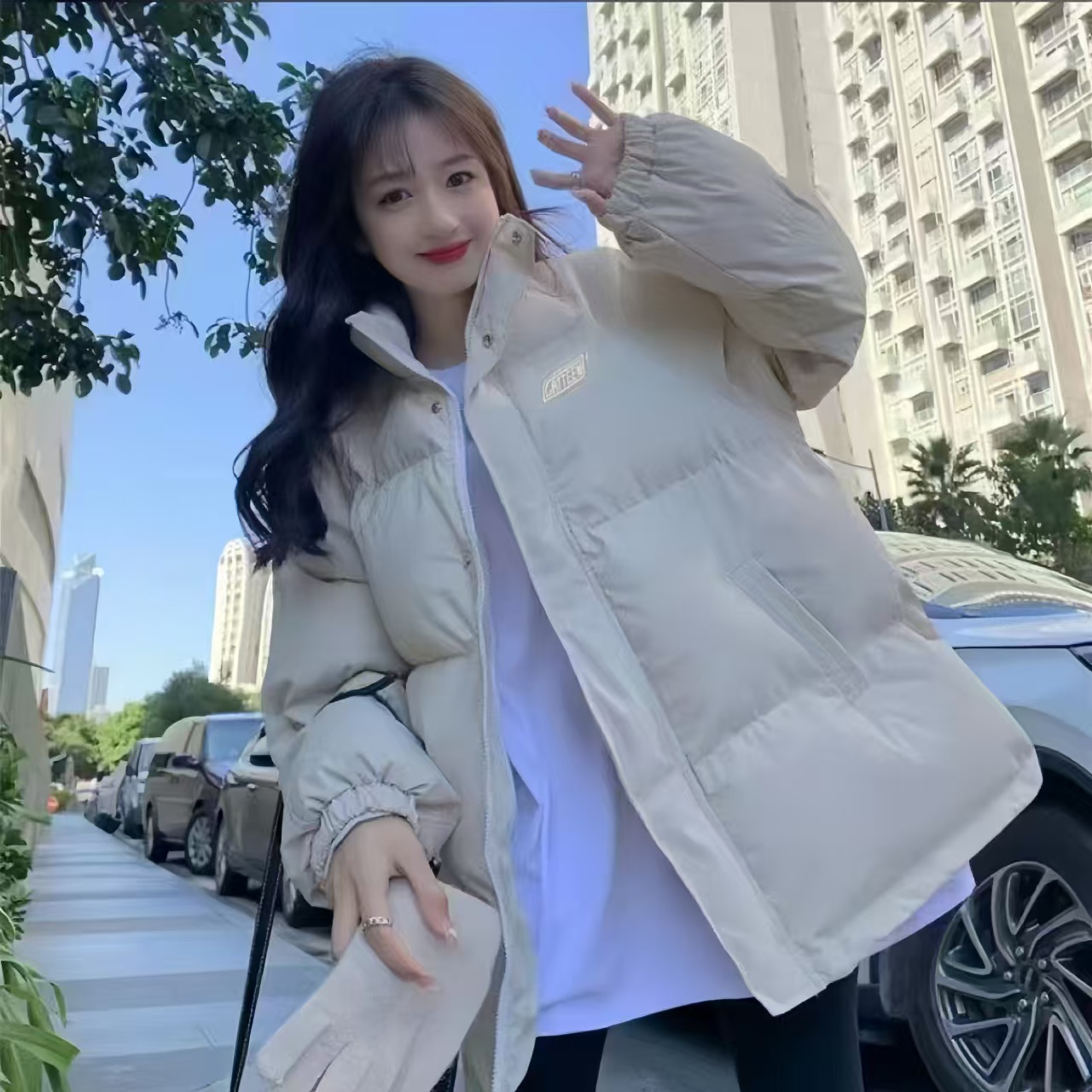 冬季爆款气质百搭宽松棉服女小众设计感加厚立领上衣洋气外套外穿