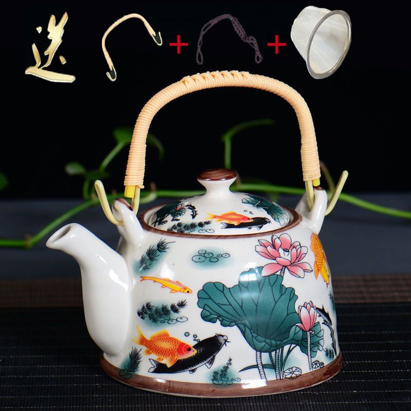 特价提梁壶大容量陶瓷茶壶家用酒店餐厅饭店冷水壶花茶壶批发单壶