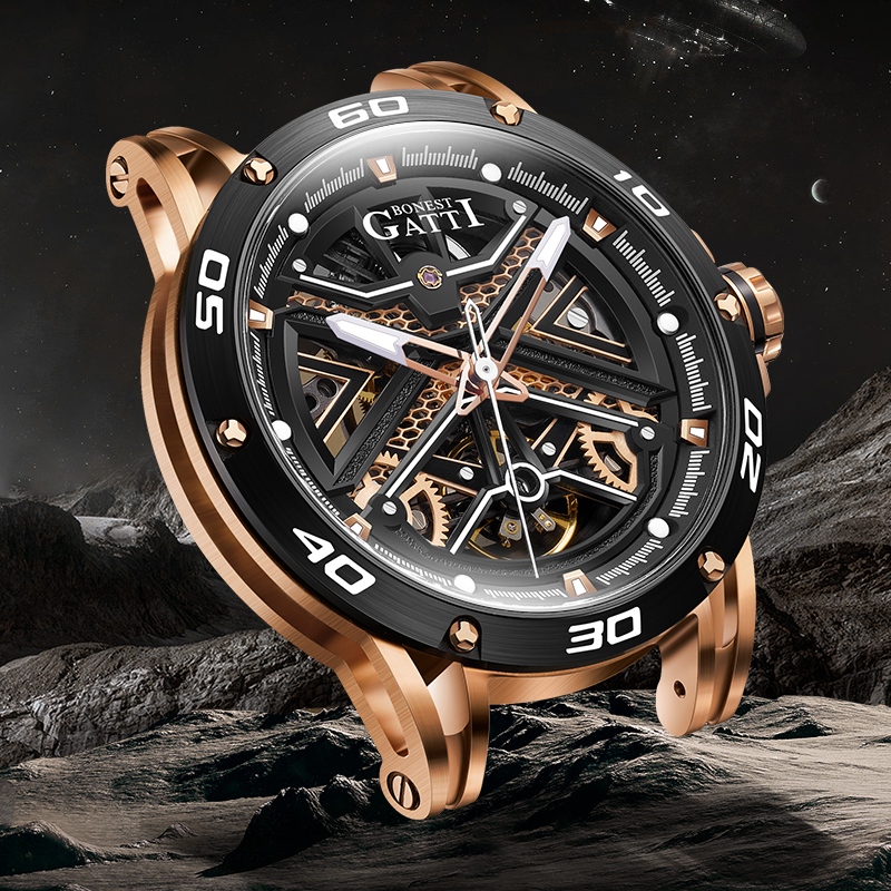 布加迪王者时速系列陨石碰撞圆盘表高端男士全自动机械表男CJ4601