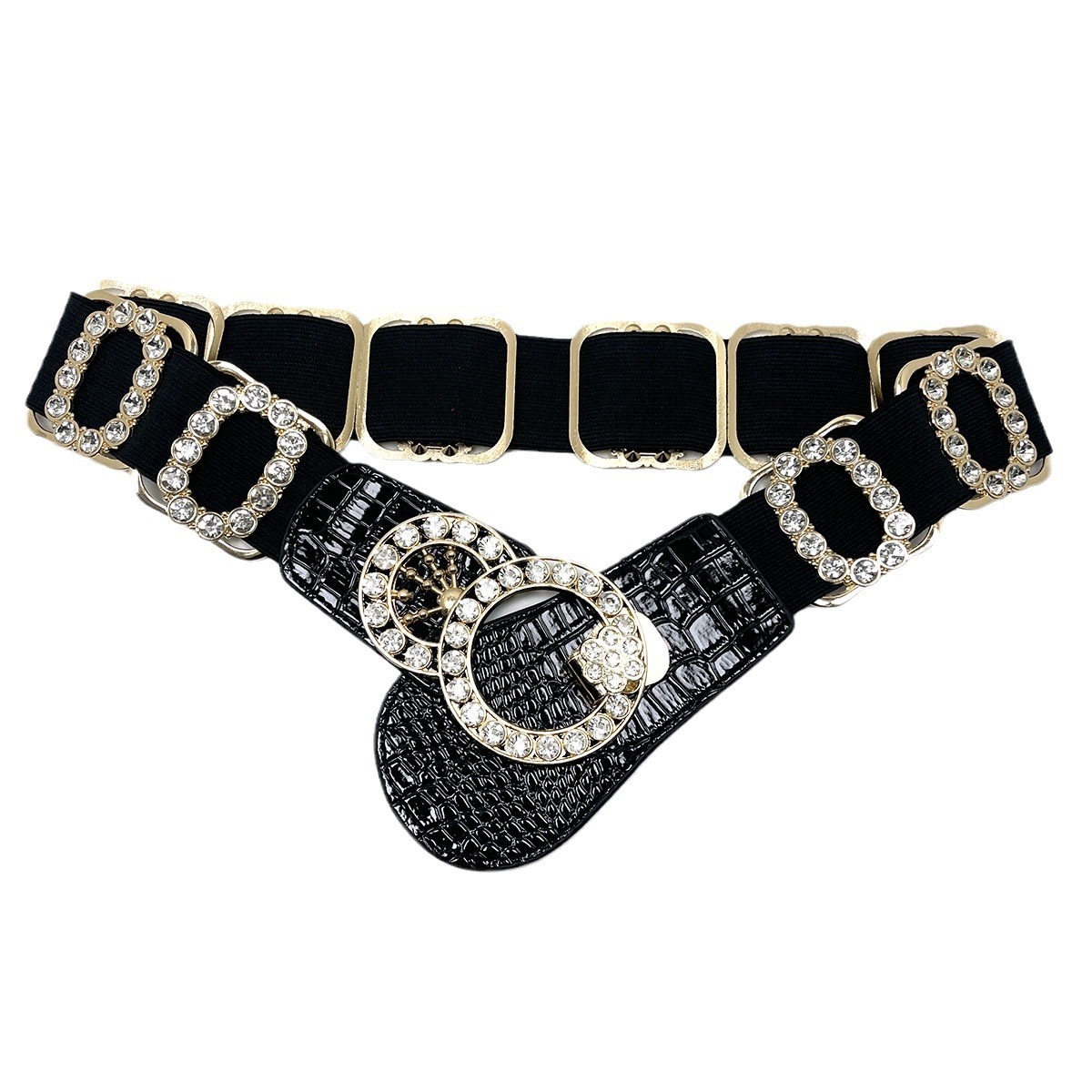 松紧弹力点帕斯舞蹈配饰广场舞镶钻腰带女皮带吉特巴三步踩水兵舞