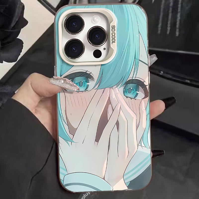 新蓝色初音未来适用华为oppo荣耀vivo小米苹果13手机壳14镭射15硬