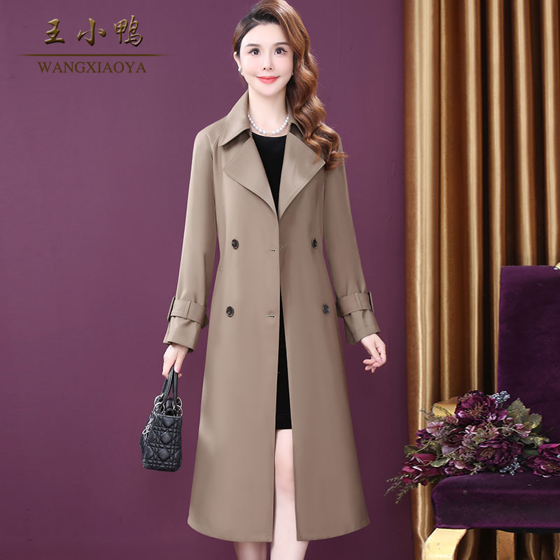 王小鸭W-LM-66861新款风衣女时尚显瘦修身大气显年轻长款外套显瘦