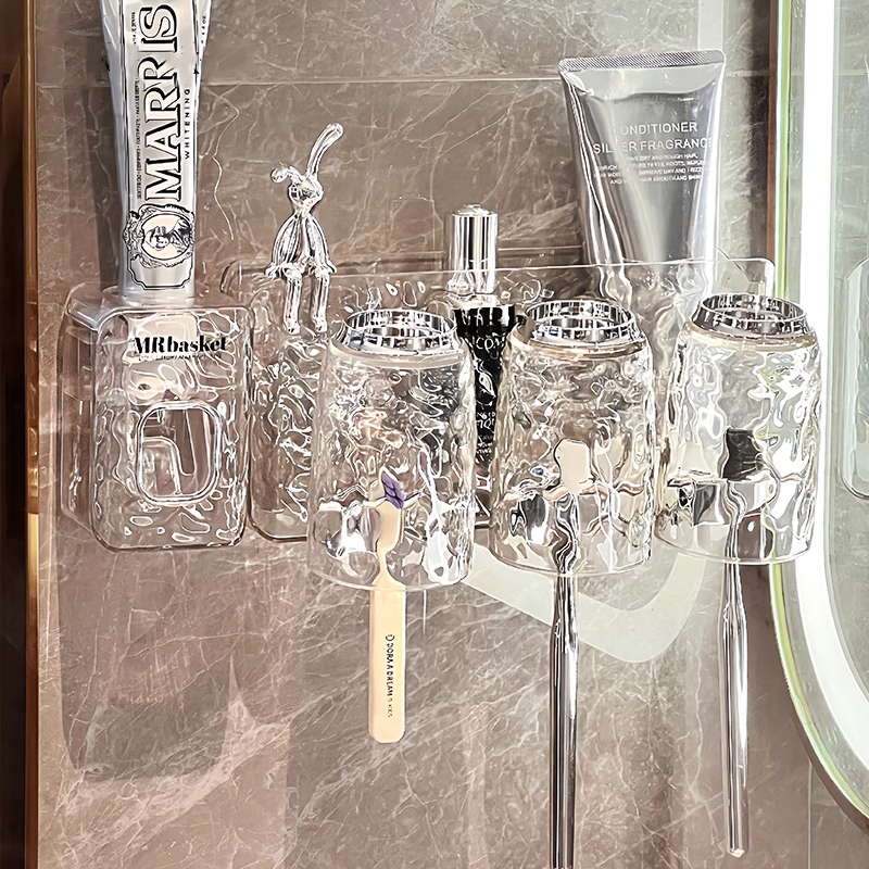 厨潮流牙刷置物架免打孔壁挂式牙具牙膏杯子卫生间漱口杯牙刷架子