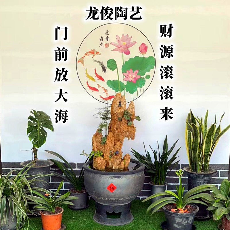 老式土陶泥瓦缸古法鱼缸泥盆瓦缸金鱼缸