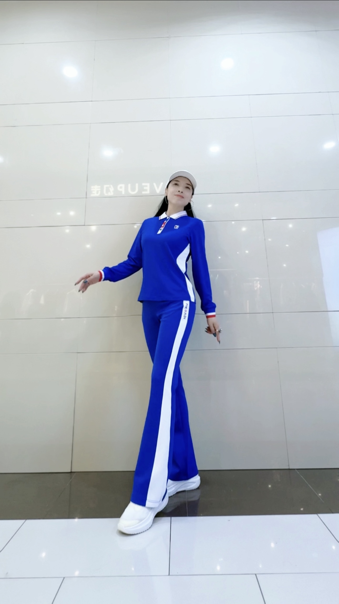 克莱因蓝长袖秋冬套装/佳木斯运动服/显瘦/百搭/拼色/透气/速干/