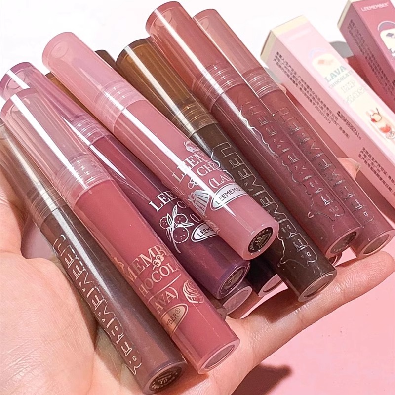 新色16 17！LEEMEMBER荔萌熔岩巧克力唇蜜玻璃唇镜面水光唇釉0108