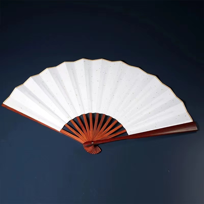 印度小叶紫檀宣纸折25.5长文玩扇子空白扇形复古折叠扇礼品