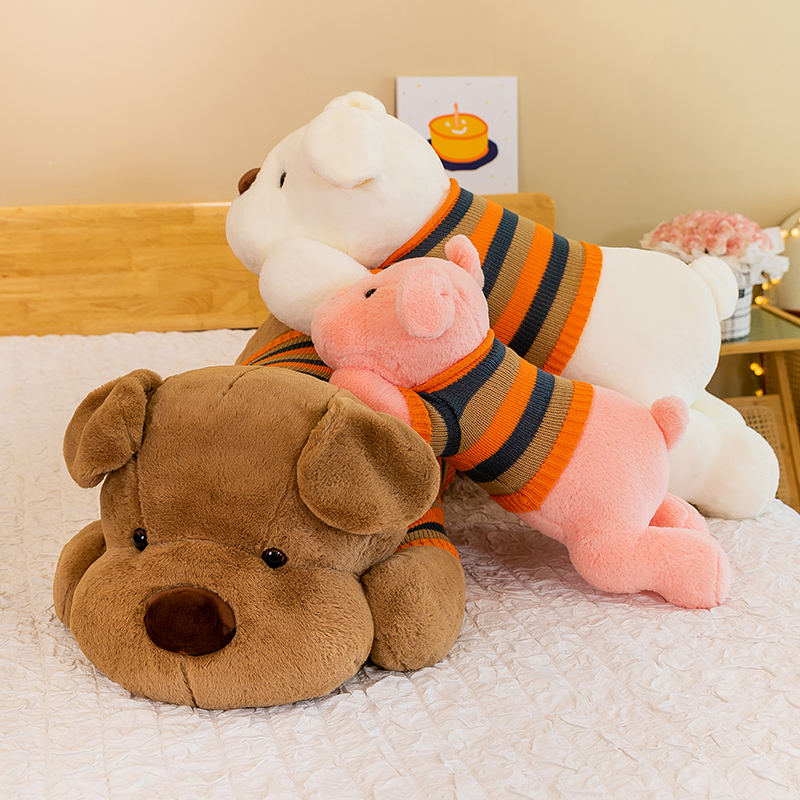 可爱毛衣趴趴狗毛绒玩具床上女生睡觉抱枕大狗布娃娃夹腿生日礼物