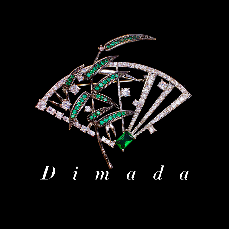 合金胸针 d1116竹扇新中式玉竹扇子胸针女设计小众国风别针胸花