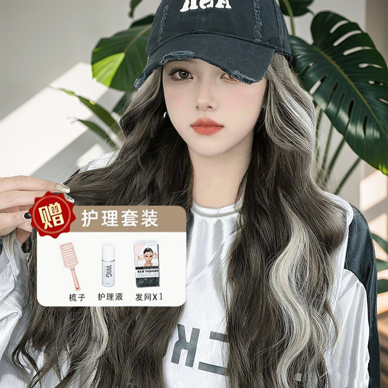 新款ASK美高挑染亚裔色棒球帽假发鸭舌帽时尚潮流仿真发帽子假发