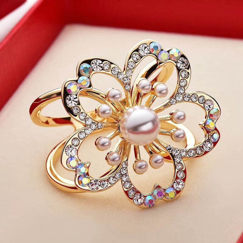 丝巾扣新款复古腰带珍珠扣金色高档毛呢大衣万能搭配圆形丝巾扣