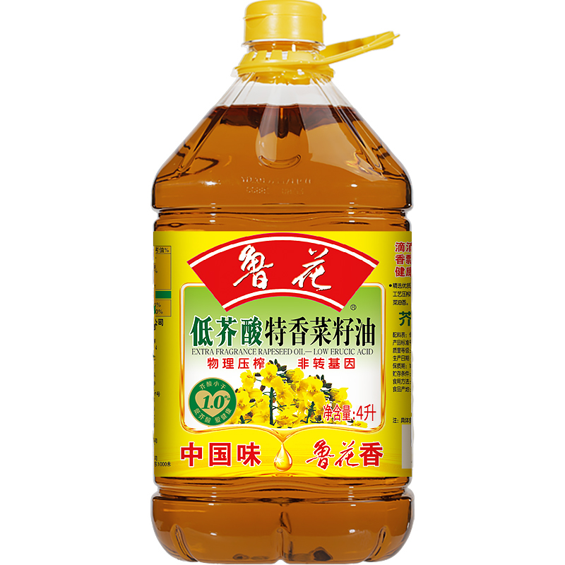 鲁花低芥酸特香菜籽油家用炒菜食用油4L*1