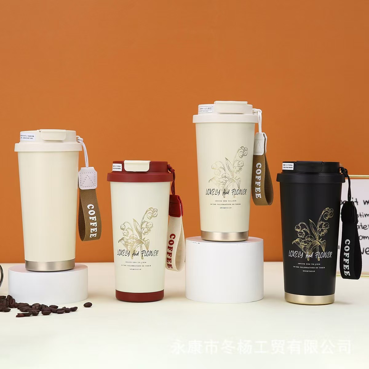 铃兰花保温杯高颜值316不锈钢内胆双饮咖啡吸管泡茶水杯新款