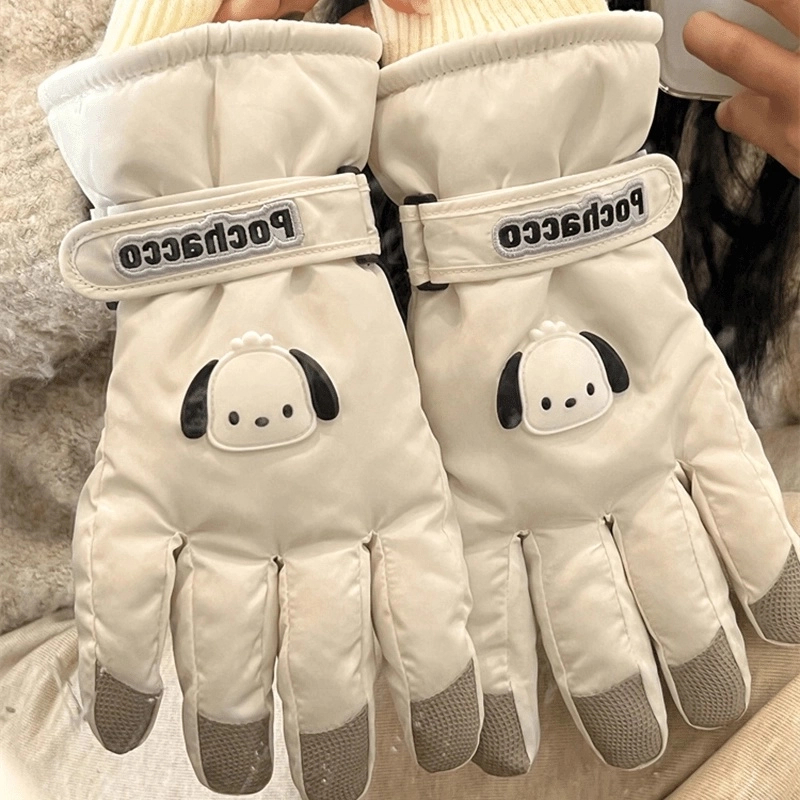 可爱小熊滑雪手套女生冬天2024新款户外防风防寒保暖加厚骑行手套