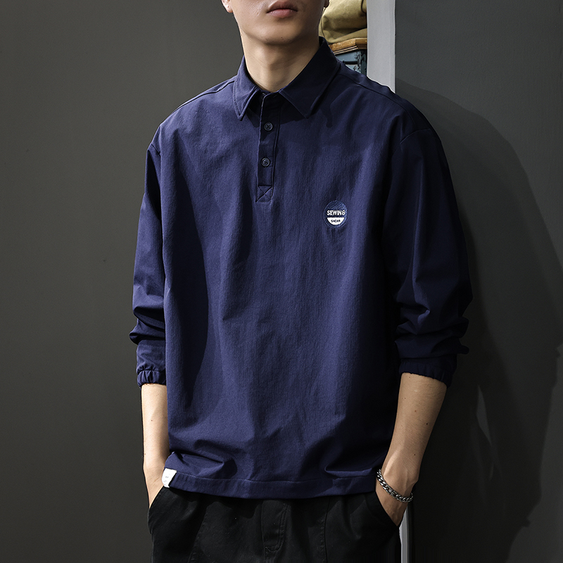 秋季新款户外运动polo领衬衫男美式休闲衬衣外套春秋长袖保罗衫潮