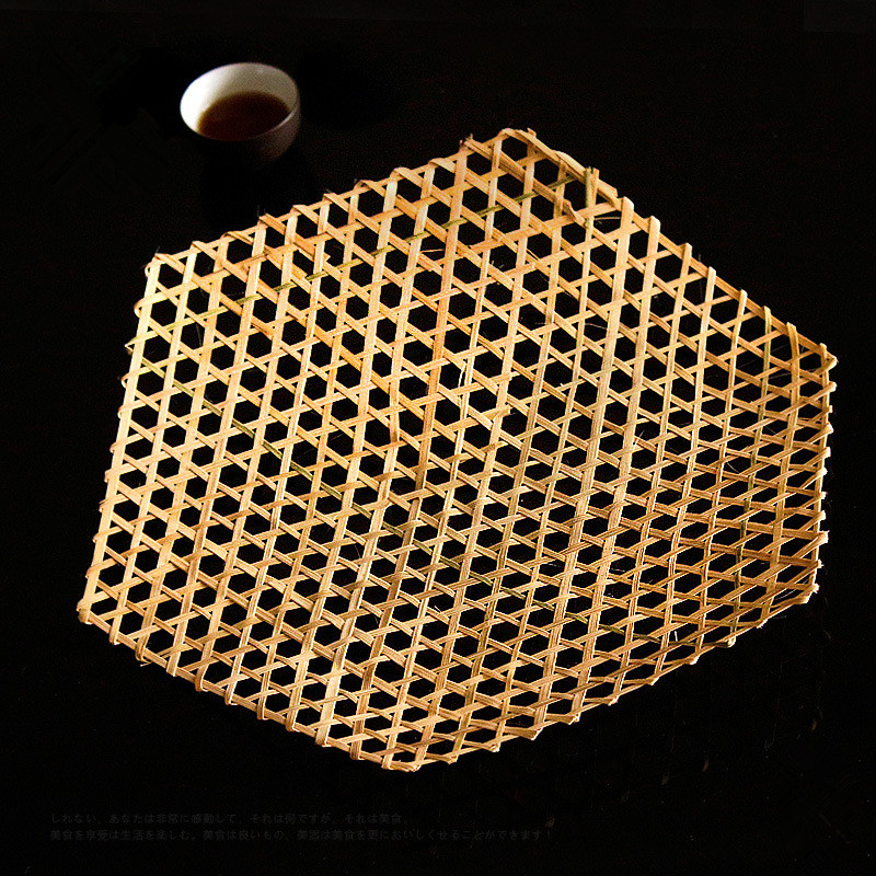 竹网垫竹笪防粘锅竹编垫竹笪纯手竹编织竹达竹餐垫摆盘装饰网格垫