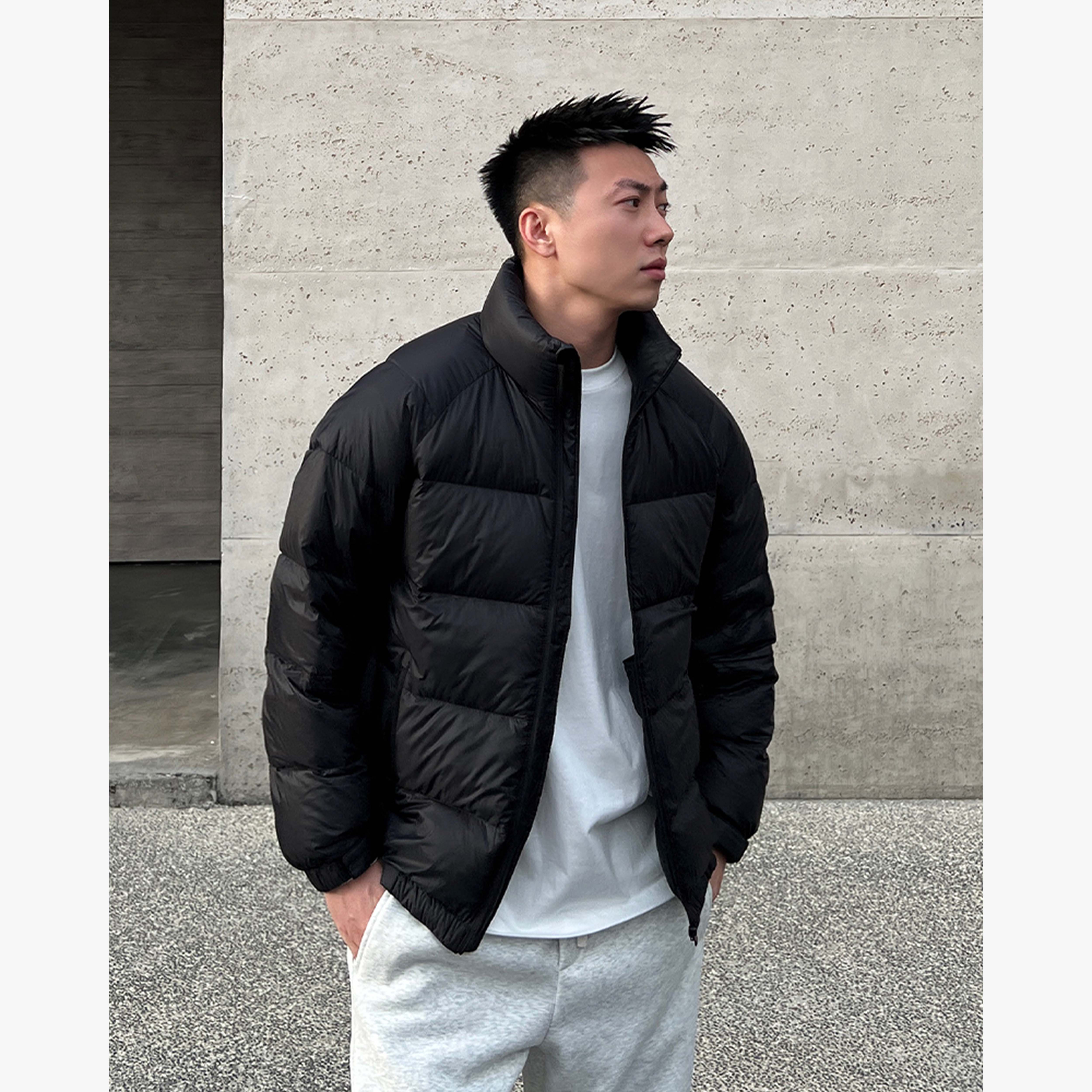 YIHAO STUDIO冬季新款男士立领羽绒服户外保暖休闲短款夹克外套