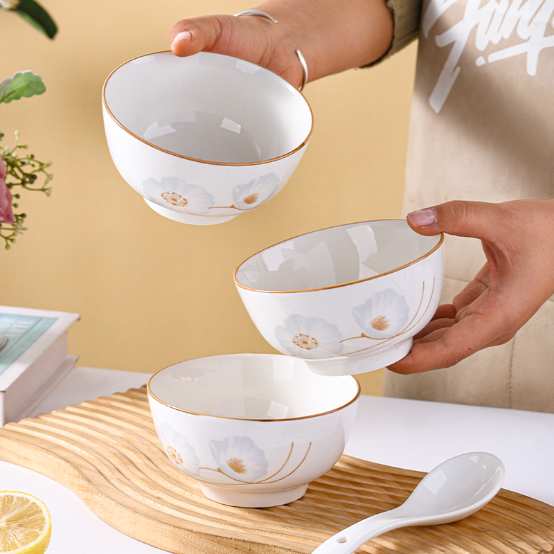 【芳姐工厂价】4.5英寸岁月静好碗4个装米饭沙拉碗家用陶瓷餐具