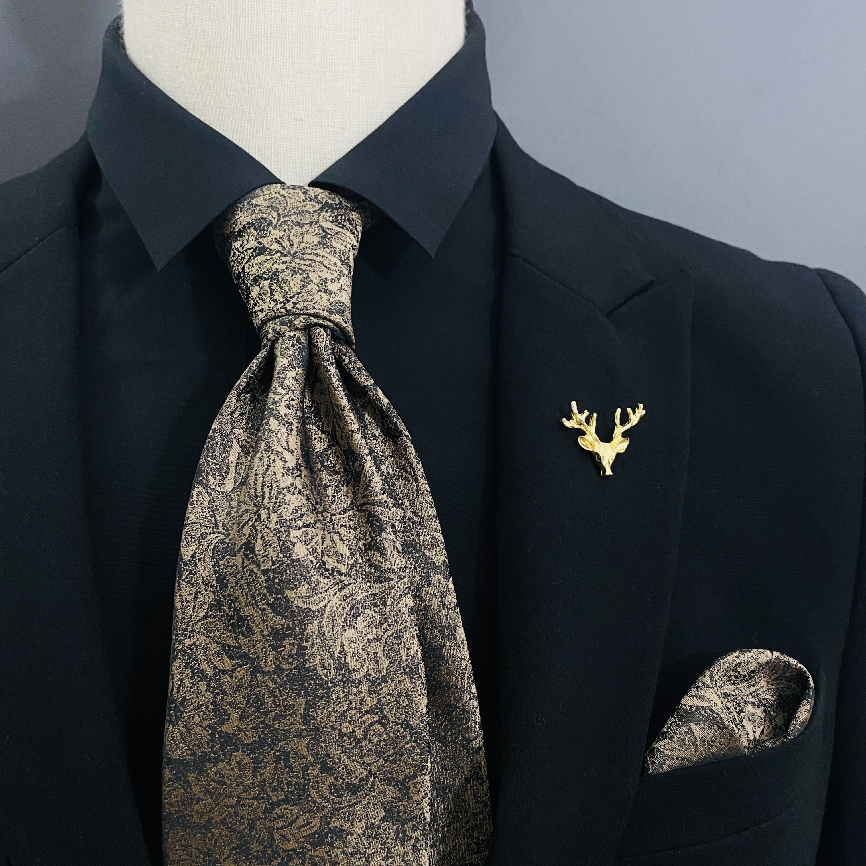 暗金花纹领带男商务正装8CM 手打款高级感复古提花西服方巾口袋巾