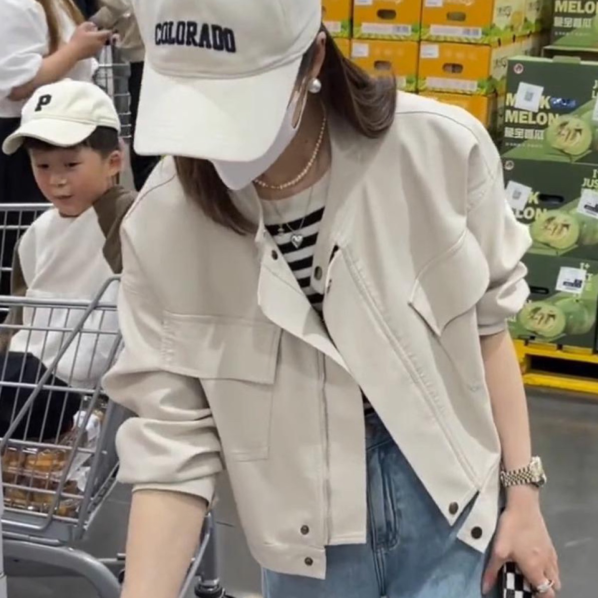 现货 新款 秋季新款小皮衣外套女宽松显瘦机车服时尚短款夹克2212