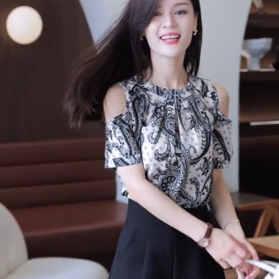 夏季上衣碎花小衫时尚显瘦气质洋气女士圆领韩版遮肚减龄复古花色