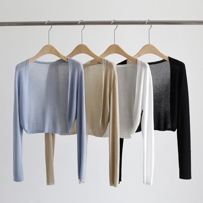 外搭薄款长袖针织衫开衫秋季新款外套坎肩配吊带裙女士气质上衣