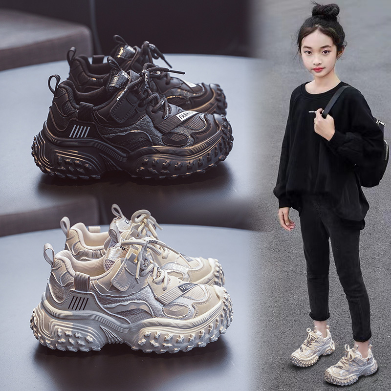 女童运动鞋2025新款春秋款防水休闲儿童学生老爹鞋中大童百搭跑步