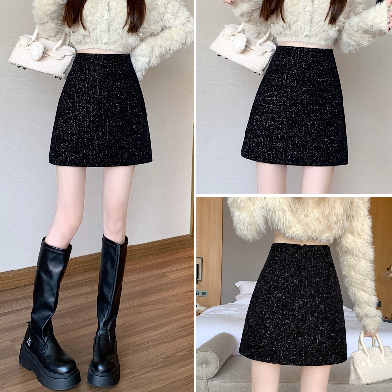 璀璨星河2025高腰亮丝女装秋冬款气质时尚百搭显瘦包臀裙半身裙