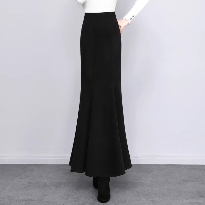 黑色长裙秋冬冬季高个子加长款半裙显瘦裙子女性感包臀鱼尾半身裙