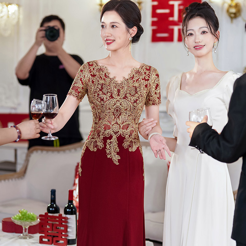 5813宴会上档次女装春夏款晚礼服女气质新款喜婆婆婚宴装秋装